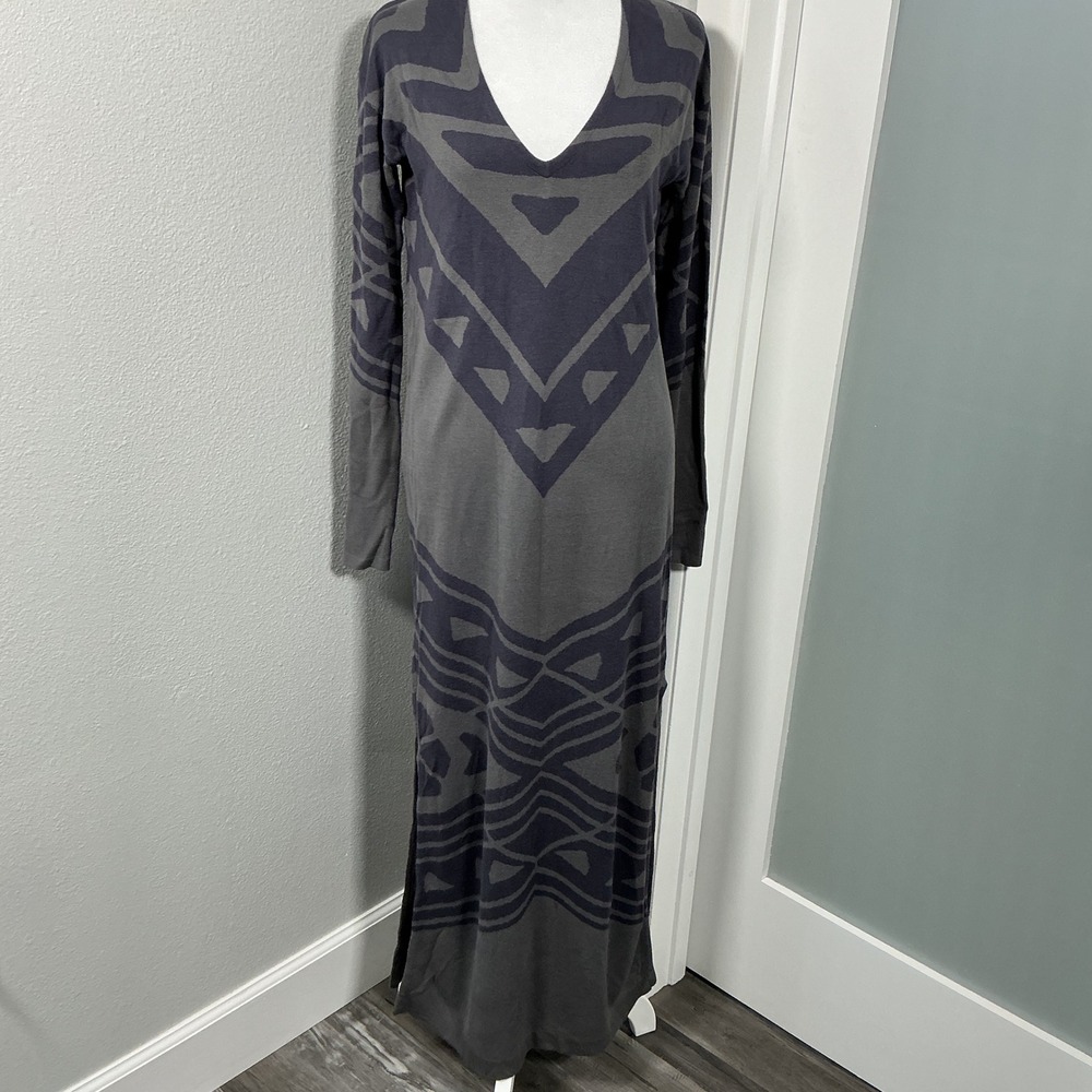 Free People Bauhaus Swit Aztec Geometric Maxi V-Neck Knit Dress Size S/P